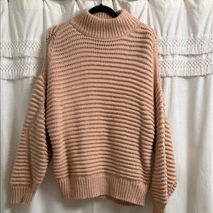 H&M Ribbed Knit Turtleneck Sweater - Light Pink